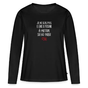 je ne suis pas le genre de personne - T-shirt manches longues Premium bio Femme - noir - Devant - Julia (174cm)