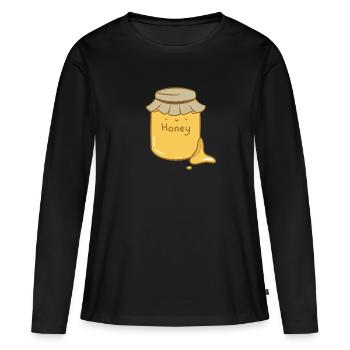 Miel sucré - T-shirt manches longues Premium bio Femme - noir - Devant - Julia (174cm)