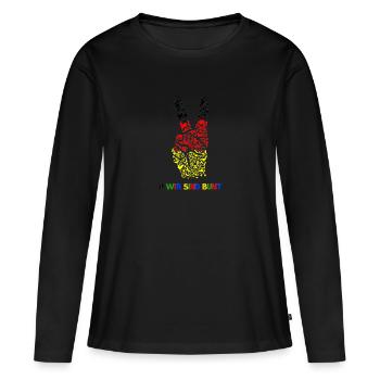 wir sind bunt - Frauen Premium Bio Langarmshirt - Schwarz - Vorne - Julia (174cm)