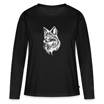 Pretty Fox Portrait Tattoo Ink - T-shirt manches longues Premium bio Femme - noir - Devant - Julia (174cm)
