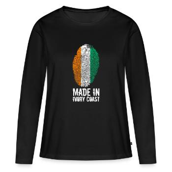 Made In Côte-d'Ivoire / Côte-d'Ivoire - T-shirt manches longues Premium bio Femme - noir - Devant - Julia (174cm)