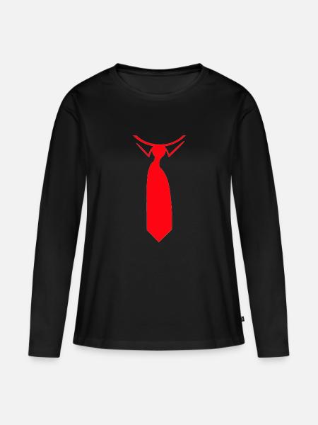 krawatte - Frauen Premium Bio Langarmshirt - Schwarz