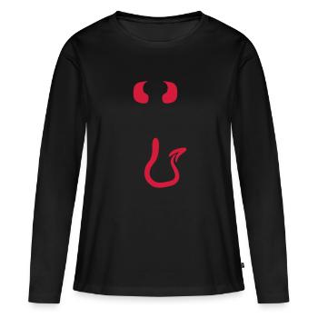 Cornes de Diable Satan evil Dick - T-shirt manches longues Premium bio Femme - noir - Devant - Julia (174cm)
