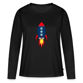 Lancement de fusée Rocketman * - T-shirt manches longues Premium bio Femme - noir - Devant - Julia (174cm)
