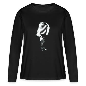 Mikrofon Schwarz-Weiß Musik - Frauen Premium Bio Langarmshirt - Schwarz - Vorne - Julia (174cm)