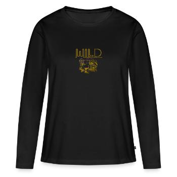 sauvage, or, panthère, léopard, chat sauvage, chat sauvage - T-shirt manches longues Premium bio Femme - noir - Devant - Julia (174cm)