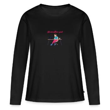 bureau à domicile fille, bureau à domicile, travail, bureau - T-shirt manches longues Premium bio Femme - noir - Devant - Julia (174cm)