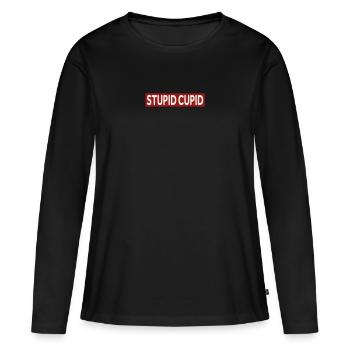 STUPIDE CUPIDON - T-shirt manches longues Premium bio Femme - noir - Devant - Julia (174cm)