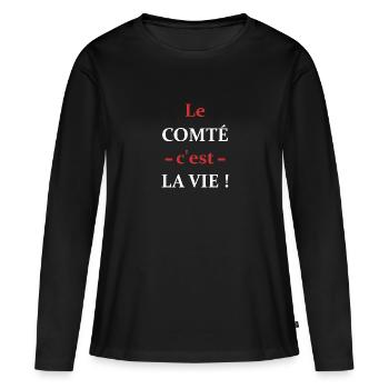 Le comté c'est la vie - T-shirt manches longues Premium bio Femme - noir - Devant - Julia (174cm)