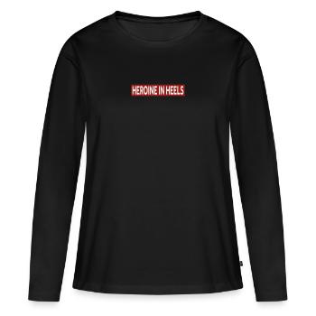 HÉROÏNE EN TALONS - T-shirt manches longues Premium bio Femme - noir - Devant - Julia (174cm)