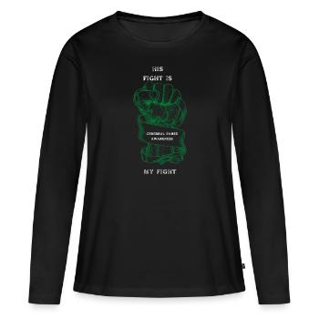 Sein Kampf ist - Frauen Premium Bio Langarmshirt - Schwarz - Vorne - Julia (174cm)