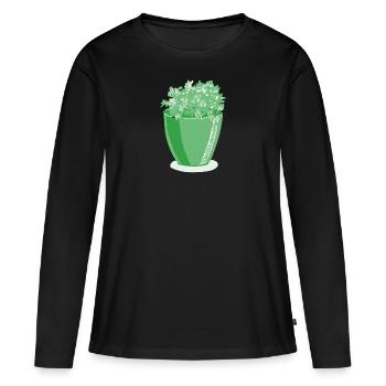Vase vert - T-shirt manches longues Premium bio Femme - noir - Devant - Julia (174cm)