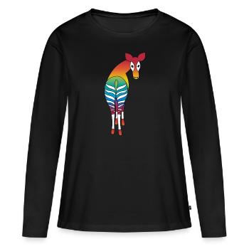Rainbow Okapi - Women's Premium Organic Long Sleeve Shirt - black - Front - Julia (174cm)