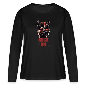 Rock Musiker Pommesgabel devil horns Hand Rocker - Frauen Premium Bio Langarmshirt - Schwarz - Vorne - Julia (174cm)