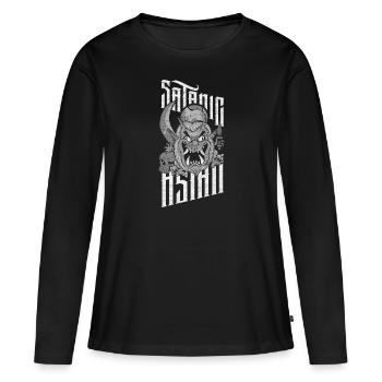 Satanic Asian Pentagram Proud Asian Occult - Women's Premium Organic Long Sleeve Shirt - black - Front - Julia (174cm)