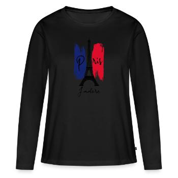 Paris I love it - Women's Premium Organic Long Sleeve Shirt - black - Front - Julia (174cm)