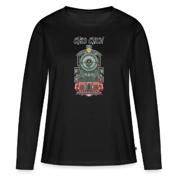 ZÜGE - Frauen Premium Bio Langarmshirt - Schwarz - Vorne - Julia (174cm)