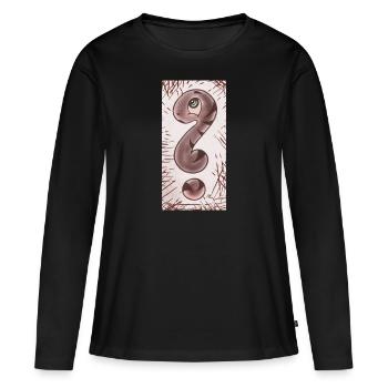 Point d’interrogation serpent brun étroit - T-shirt manches longues Premium bio Femme - noir - Devant - Julia (174cm)
