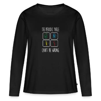 Tableau périodique - T-shirt manches longues Premium bio Femme - noir - Devant - Julia (174cm)