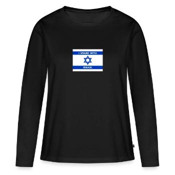 Israël, Drapeau, Drapeau, Je me tiens avec, Étoile de David - T-shirt manches longues Premium bio Femme - noir - Devant - Julia (174cm)