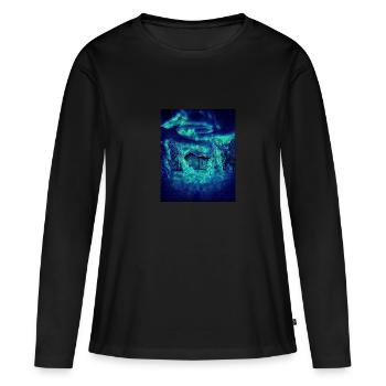 Cabane dans la forêt, Finlande - T-shirt manches longues Premium bio Femme - noir - Devant - Julia (174cm)