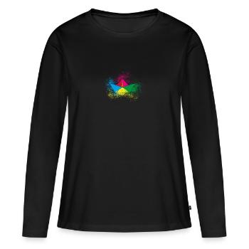 bateau, navire en papier, coloré, navire, graffiti - T-shirt manches longues Premium bio Femme - noir - Devant - Julia (174cm)