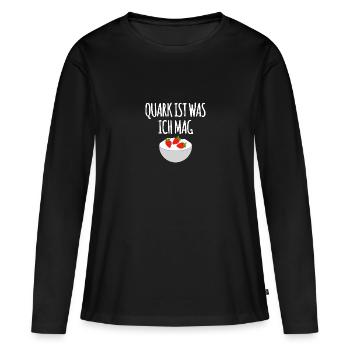 Fromage blanc aux fraises - T-shirt manches longues Premium bio Femme - noir - Devant - Julia (174cm)
