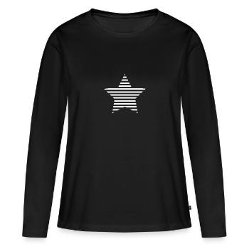 STERN. STERNE. STERN. STERNE. FEST. JAHRESTAG - Frauen Premium Bio Langarmshirt - Schwarz - Vorne - Julia (174cm)