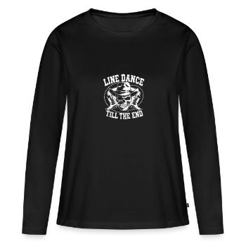 Crâne de danse en ligne avec stetson et bottes et lasso - T-shirt manches longues Premium bio Femme - noir - Devant - Julia (174cm)