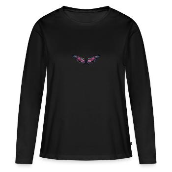 ailes d’ange,ailes,aquarelle,coloré,ailes d’ange - T-shirt manches longues Premium bio Femme - noir - Devant - Julia (174cm)
