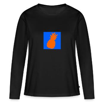 Logo de l’ananas - T-shirt manches longues Premium bio Femme - noir - Devant - Julia (174cm)