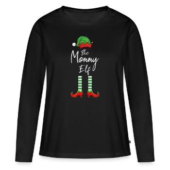 The mommy Elf - Die Elfen Mutter - Frauen Premium Bio Langarmshirt - Schwarz - Vorne - Julia (174cm)