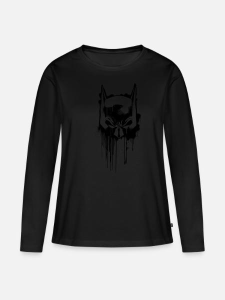 Batman Maske Superhelden - Frauen Premium Bio Langarmshirt - Schwarz