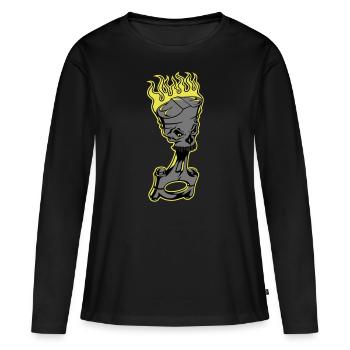 Piston - Burning piston with skull - Women's Premium Organic Long Sleeve Shirt - black - Front - Julia (174cm)