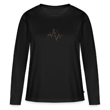 Candlestick chart coup de coeur boursière cadeau d’amour - T-shirt manches longues Premium bio Femme - noir - Devant - Julia (174cm)