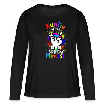 Auntie Of The Birthday Princess Unicorn Design Bir - Frauen Premium Bio Langarmshirt - Schwarz - Vorne - Julia (174cm)