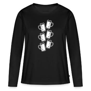 Chope de bière Icône de bière - T-shirt manches longues Premium bio Femme - noir - Devant - Julia (174cm)