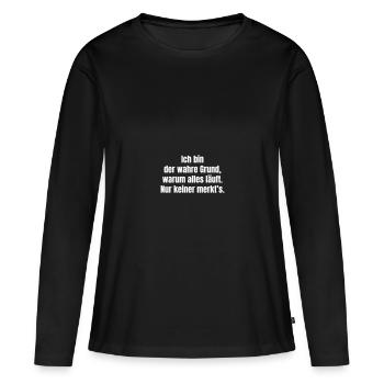 Je suis la raison pour laquelle cela fonctionne. Mais personne ne le remarque. - T-shirt manches longues Premium bio Femme - noir - Devant - Julia (174cm)