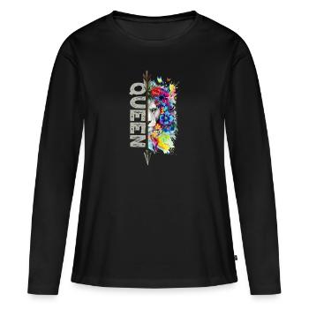 King and Queen Lion Couple femmes - T-shirt manches longues Premium bio Femme - noir - Devant - Julia (174cm)