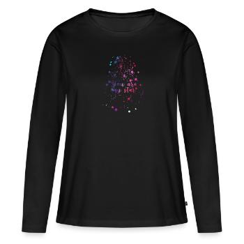 étoiles, étoiles blanches, tu es mon étoile, étoile, colorée - T-shirt manches longues Premium bio Femme - noir - Devant - Julia (174cm)