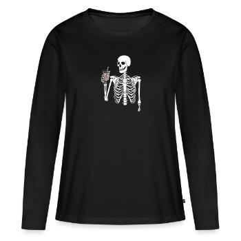 Skelett Cheers: Feiern im Jenseits - Frauen Premium Bio Langarmshirt - Schwarz - Vorne - Julia (174cm)
