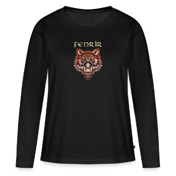 Fenrir Wolf viking nordique mythologie cadeau - T-shirt manches longues Premium bio Femme - noir - Devant - Julia (174cm)