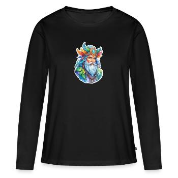 Aquarelles de druide - T-shirt manches longues Premium bio Femme - noir - Devant - Julia (174cm)
