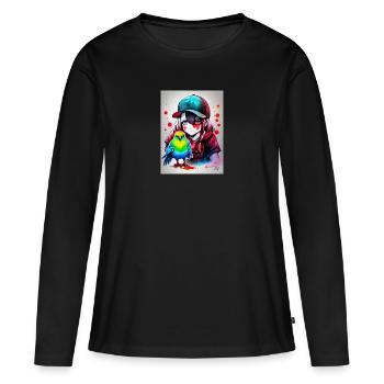 Farbe Papageienmädchen - Frauen Premium Bio Langarmshirt - Schwarz - Vorne - Julia (174cm)