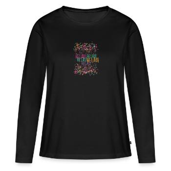 Helau,Carnaval,Confettis,Coloré - T-shirt manches longues Premium bio Femme - noir - Devant - Julia (174cm)