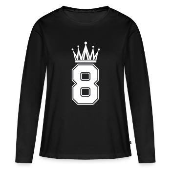 8e Couronne - T-shirt manches longues Premium bio Femme - noir - Devant - Julia (174cm)