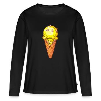 Crème glacée, crème glacée, crème glacée, crème glacée, boule, crème glacée, sundae - T-shirt manches longues Premium bio Femme - noir - Devant - Julia (174cm)