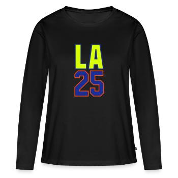 LA 25 - T-shirt manches longues Premium bio Femme - noir - Devant - Julia (174cm)