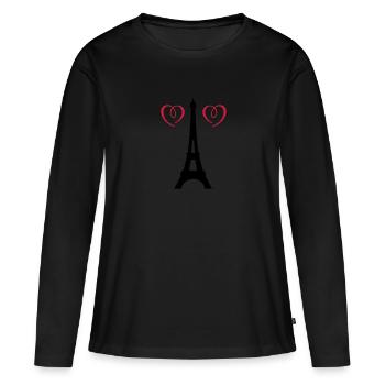 amour tour eiffel - T-shirt manches longues Premium bio Femme - noir - Devant - Julia (174cm)