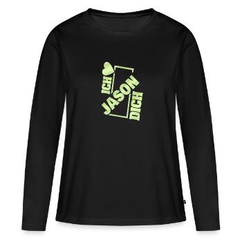 Cadeau pour Jason - T-shirt manches longues Premium bio Femme - noir - Devant - Julia (174cm)